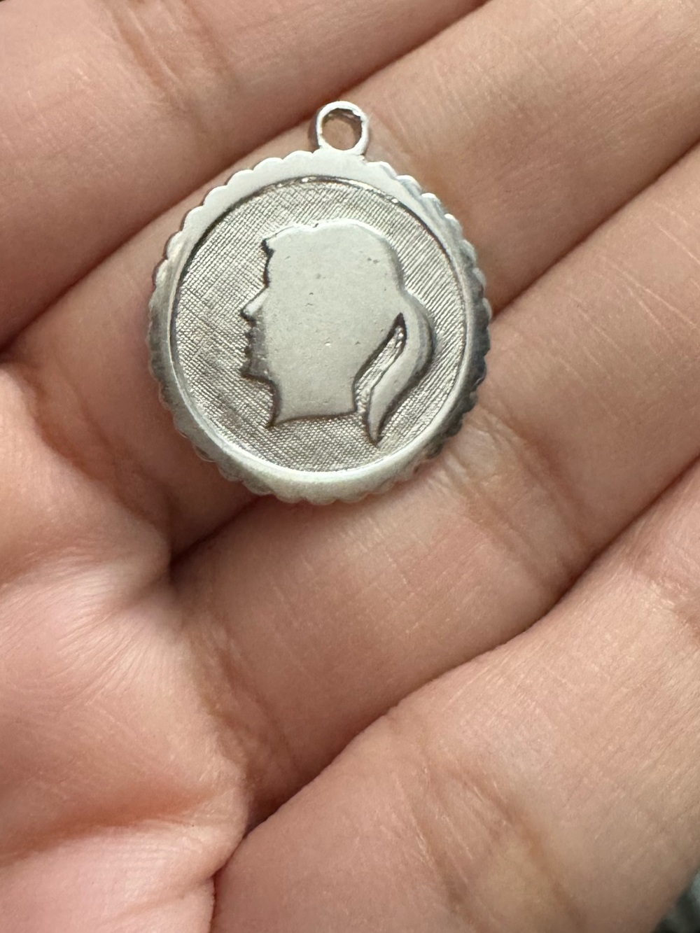 Vintage Silvertoned Monet Girl Silhouette Charm Engraved w/Name Allison *READ*